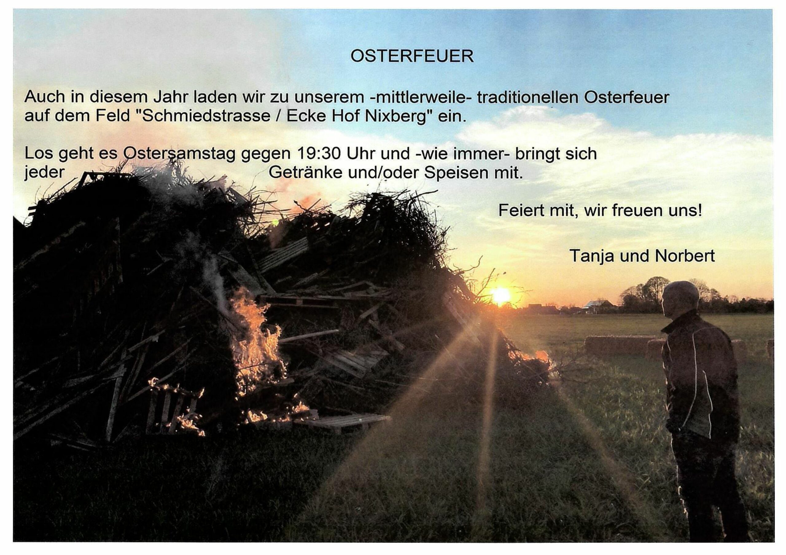 Großes Osterfeuer am Ostersamstag, 08.04.2023.